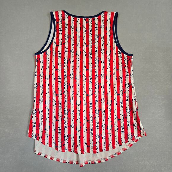 Patriotic Sleeveless round Collar Stripes & Stars Women's Flowy Tank Top NWOT - Picture 2 of 10